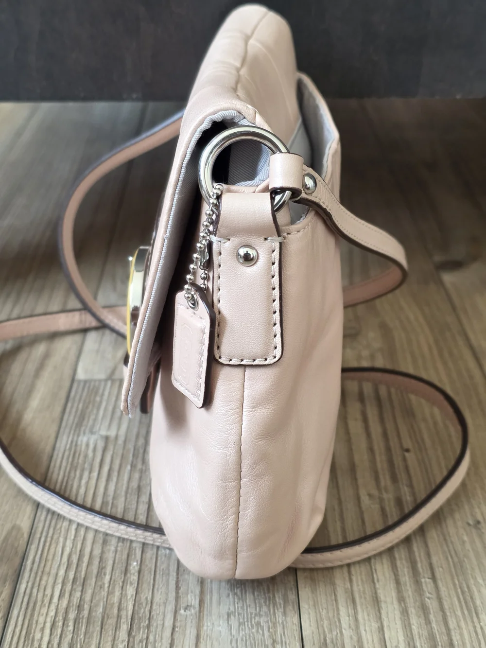 Coach Blush Pink Leather Crossbody with Gold-Tone Buckle